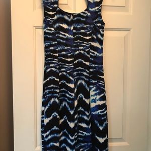 Black and blue form fitted dress